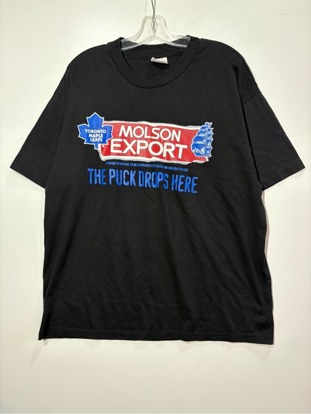 Vintage Single Stitch Toronto Maple Leafs Molson Export Black Graphic Tee